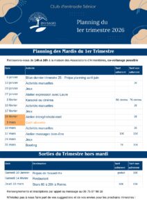 ENVISAGES planning club 1er trimestre